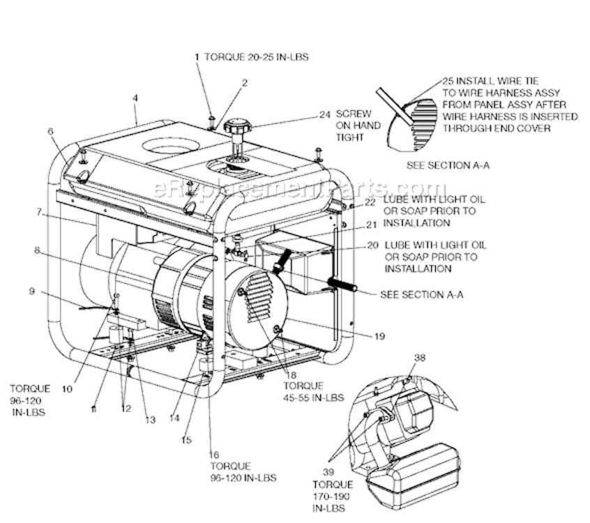 Page A Diagram and Parts List for BSI550-W Type 0 Porter Cable Generator